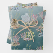 zeeshells zeewier onder het diepe groene Zee Inpakpapier Vel (In situ)