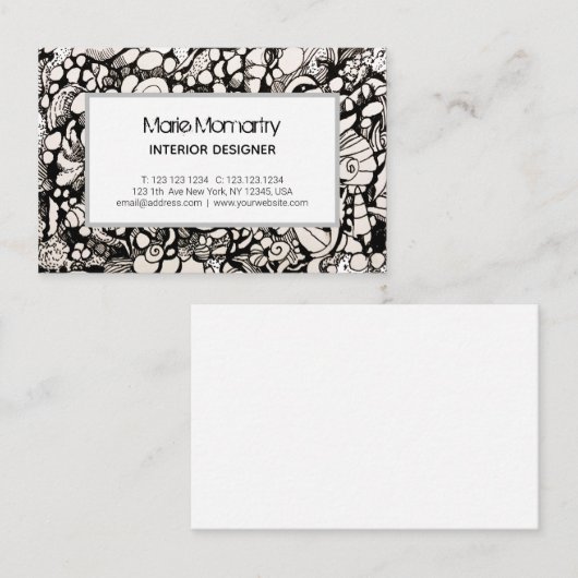 Zeeshells Zwart-wit Visitekaartje (Voorkant / Achterkant)