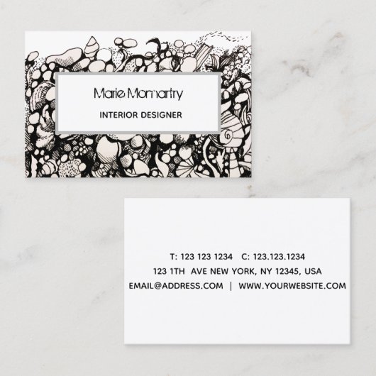 Zeeshells Zwart-wit Visitekaartje (Voorkant / Achterkant)