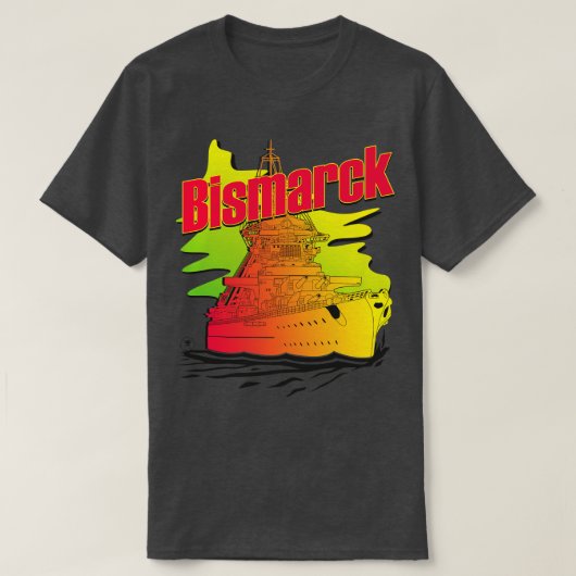 Zeeslag Bismarck Synthwave stijl T-shirt (Design voorkant)