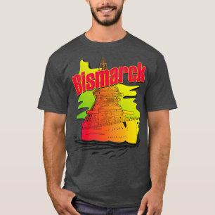 Zeeslag Bismarck Synthwave stijl T-shirt