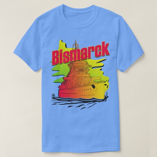 Zeeslag Bismarck Synthwave stijl T-shirt (Design voorkant)