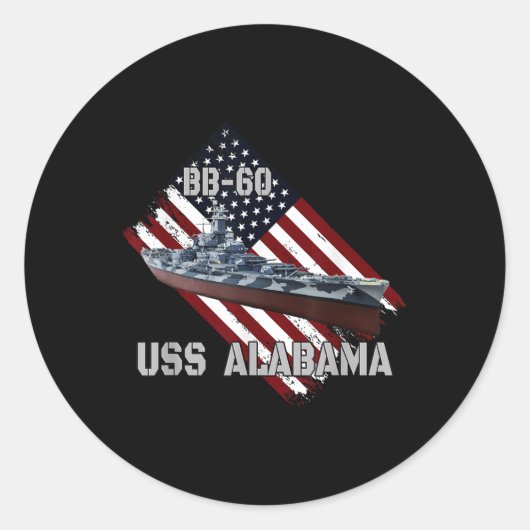 Zeeslag USS Alabama BB-60 &amp; gevechtsschip Ronde Sticker (Voorkant)