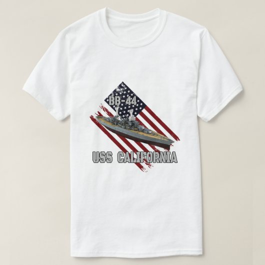 Zeeslag USS California BB44 gevechtsschip Vete T-shirt (Design voorkant)