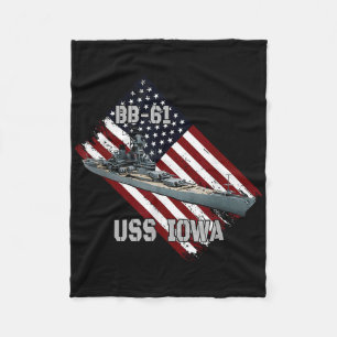 Zeeslag Uss Iowa & Combat Warship BB-61 Vet Fleece Deken