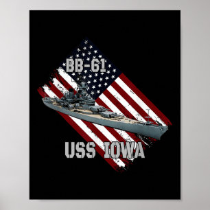 Zeeslag Uss Iowa &amp; Combat Warship BB-61 Vet Poster