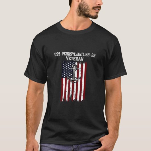 Zeeslag USS Pennsylvania BB 38 Veteran Warship T-shirt (Voorkant)