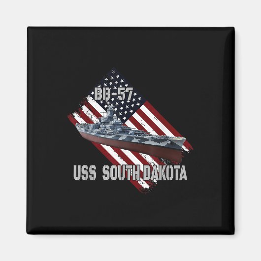 Zeeslag USS South Dakota BB-57 & Combat War Magneet (Voorkant)