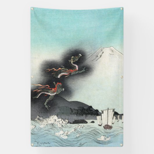 Zeeslag van Dragon's Fury bij Mount Fuji, Japan Spandoek (Verticaal)