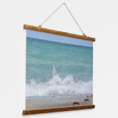 Zeeslagende oceaangolven zeeoor foto hangend wandkleed (Gebogen)