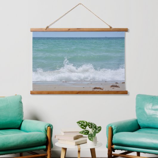 Zeeslagende oceaangolven zeeoor foto hangend wandkleed (Woonkamer)