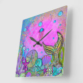 Zeeslagers en zeeplanken Roze Sparkly Sparkles Vierkante Klok (Hoek)