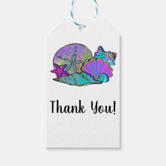 Zeeslagers Glitter Sparkle Birthday Party Cadeaulabel (Voorkant)