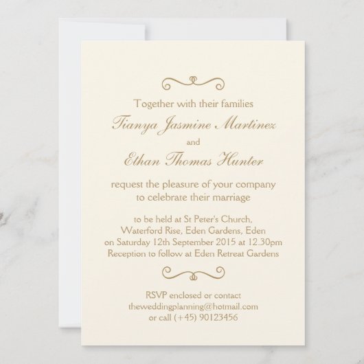 Zeeslagers, huwelijksuitnodiging, ivoorcrème kaart (Achterkant)