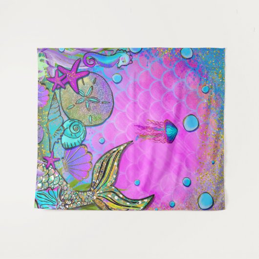 Zeeslagers onder het Zee Roze penselen Wandkleed (Voorkant (horizontaal))