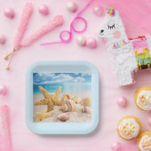 Zeeslagers op borden van strandpapier papieren bordje (Feest)