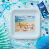 Zeeslagers op borden van strandpapier papieren bordje (Feest)