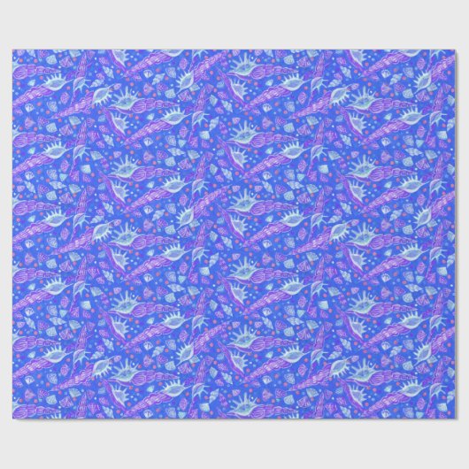Zeeslagers Zeeslagers Nautical Pattern Blue Cadeaupapier (Vlak)