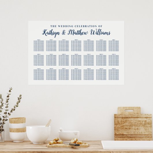 Zeeslagkaart van de Navy Blue Wedding Celebration Poster (Keuken)