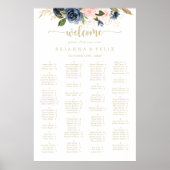 Zeeslagkaart van Navy Blush Floral Gold Poster (Voorkant)