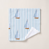 Zeeslagschip: witte en blauwe streep bad handdoek (Wasdoekje)