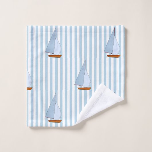 Zeeslagschip: witte en blauwe streep bad handdoek (Wasdoekje)