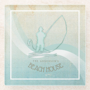 Zeeslagvisserij Aqua Blue ID623 Glazen Onderzetter