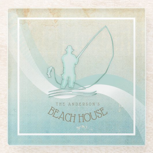 Zeeslagvisserij Aqua Blue ID623 Glazen Onderzetter (Voorkant)