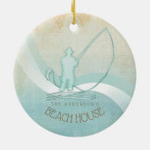 Zeeslagvisserij Aqua Blue ID623 Keramisch Ornament (Achterkant)