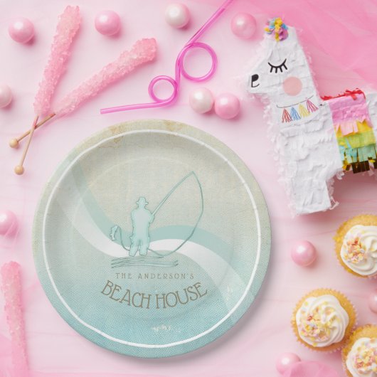 Zeeslagvisserij Aqua Blue ID623 Papieren Bordje (Feest)