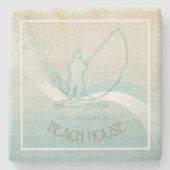 Zeeslagvisserij Aqua Blue ID623 Stenen Onderzetter (Voorkant)