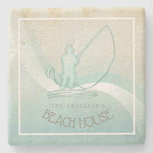 Zeeslagvisserij Aqua Blue ID623 Stenen Onderzetter (Voorkant)