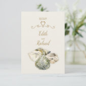 Zeesleepschelpen, kunststrand RSVP kaartje (Staand voorkant)