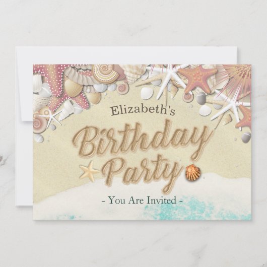 Zeesleepschelpen van de Birthday Party Kaart (Voorkant)