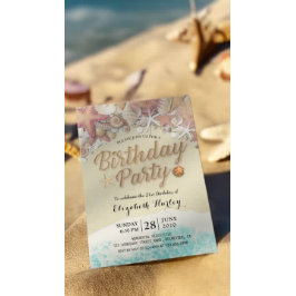 Zeesleepschelpen van de Birthday Party Kaart