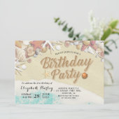 Zeesleepschelpen van de Birthday Party Kaart (Staand voorkant)