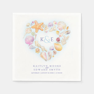 Zeesleepschelpen waterverf servet