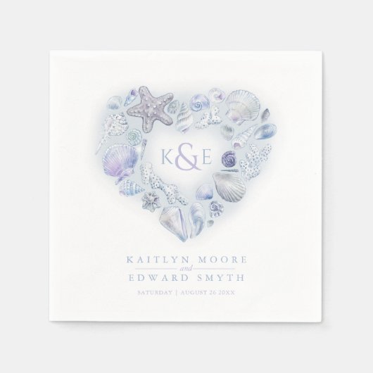 Zeesleepschelpen waterverf servet (Voorkant)