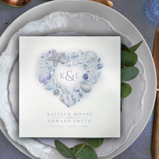 Zeesleepschelpen waterverf servet