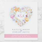 Zeeslepels waterverf strand roze rood wijn etiket (Enkel label)