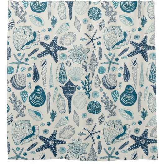 Zeesleppels, wit douchegordijn (Voorkant)