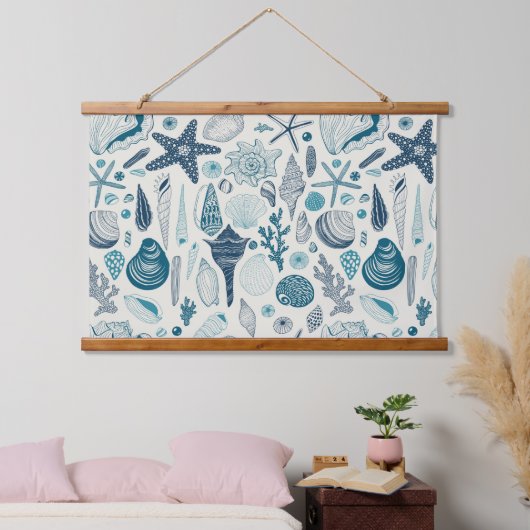 Zeesleppels, wit hangend wandkleed (Slaapkamer)