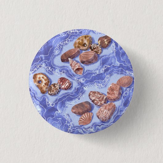 Zeesoep, golven, kieuwen ronde button 3,2 cm (Voorkant)