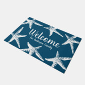 Zeesoever witte zeemaver blauw deurmat (Schuin)