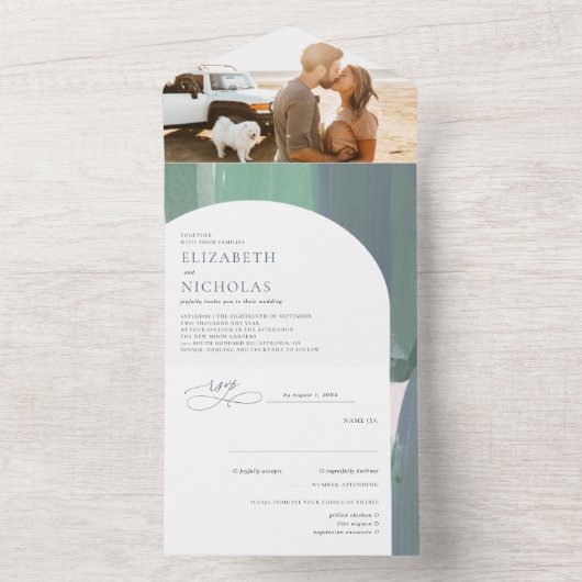 Zeesoortglas | Boho Wedding All In One Uitnodiging (Binnen)