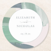 Zeesoortglas | Monogram bruiloft Ronde Kartonnen Onderzetter (Voorkant)