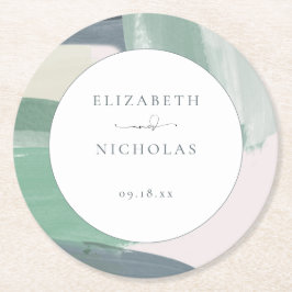 Zeesoortglas | Monogram bruiloft Ronde Kartonnen Onderzetter