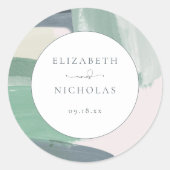 Zeesoortglas | Monogram bruiloft Ronde Sticker (Voorkant)