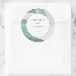 Zeesoortglas Monogram bruiloft Ronde Sticker