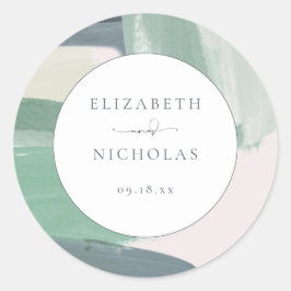 Zeesoortglas | Monogram bruiloft Ronde Sticker